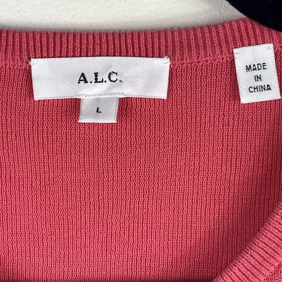 ALC Womens Sleeveless Tank Top  Women Size Large Coral Pink Cotton Round Neck - Picture 5 of 13